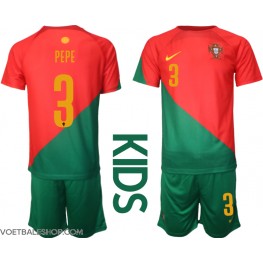 Portugal Pepe #3 Thuis tenue Kids WK 2022 Korte Mouw (+ Korte broeken)