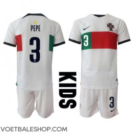 Portugal Pepe #3 Uit tenue Kids WK 2022 Korte Mouw (+ Korte broeken)