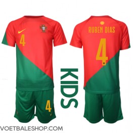 Portugal Ruben Dias #4 Thuis tenue Kids WK 2022 Korte Mouw (+ Korte broeken)