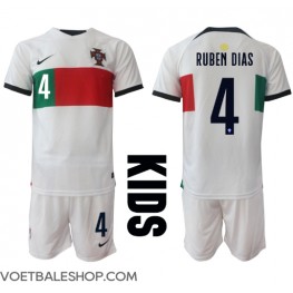Portugal Ruben Dias #4 Uit tenue Kids WK 2022 Korte Mouw (+ Korte broeken)
