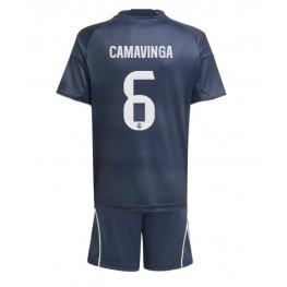 Real Madrid Eduardo Camavinga #6 Uit tenue Kids 2025-26 Korte Mouw (+ Korte broeken)