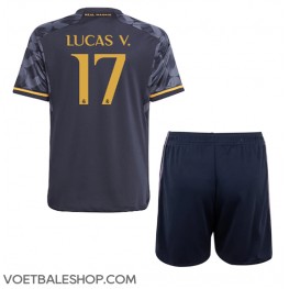 Real Madrid Lucas Vazquez #17 Uit tenue Kids 2023-24 Korte Mouw (+ Korte broeken)