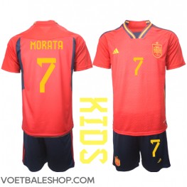 Spanje Alvaro Morata #7 Thuis tenue Kids WK 2022 Korte Mouw (+ Korte broeken)