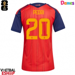Spanje Pedri Gonzalez #20 Thuis tenue Dames WK 2026 Korte Mouw
