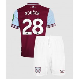 West Ham United Tomas Soucek #28 Thuis tenue Kids 2024-25 Korte Mouw (+ Korte broeken)