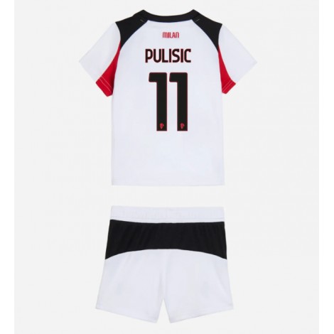 AC Milan Christian Pulisic #11 Uit tenue Kids 2025-26 Korte Mouw (+ Korte broeken)