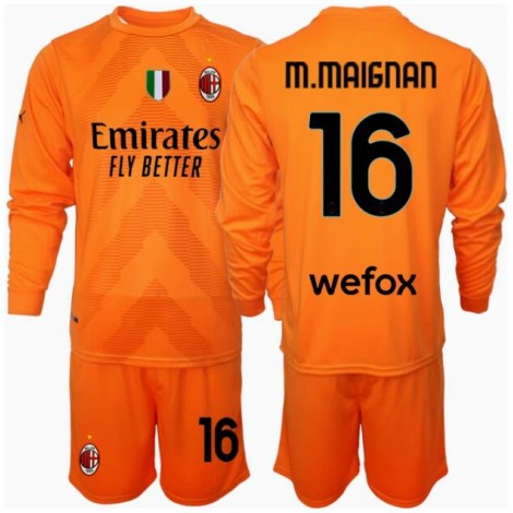 AC Milan Mike Maignan #16 Keeper Uit tenue Kids 2024-25 Lange Mouw (+ Korte broeken)