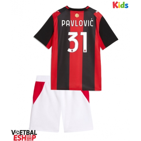 AC Milan Strahinja Pavlovic #31 Thuis tenue Kids 2026-27 Korte Mouw (+ Korte broeken)