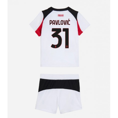 AC Milan Strahinja Pavlovic #31 Uit tenue Kids 2025-26 Korte Mouw (+ Korte broeken)