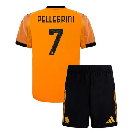 AS Roma Lorenzo Pellegrini #7 Uit tenue Kids 2025-26 Korte Mouw (+ Korte broeken)