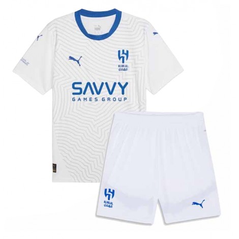 Al-Hilal Uit tenue Kids 2024-25 Korte Mouw (+ Korte broeken)