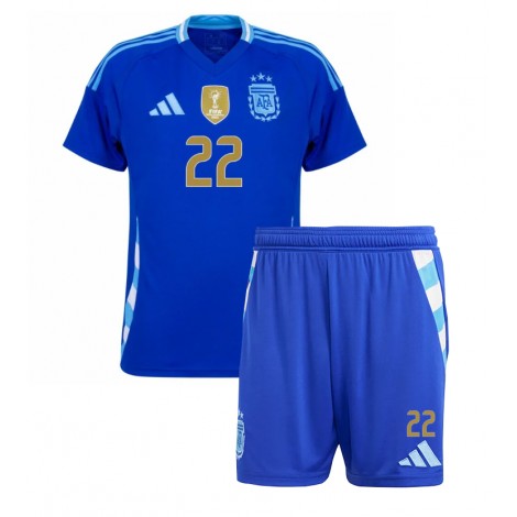 Argentinië Lautaro Martinez #22 Uit tenue Kids Copa America 2024 Korte Mouw (+ Korte broeken)