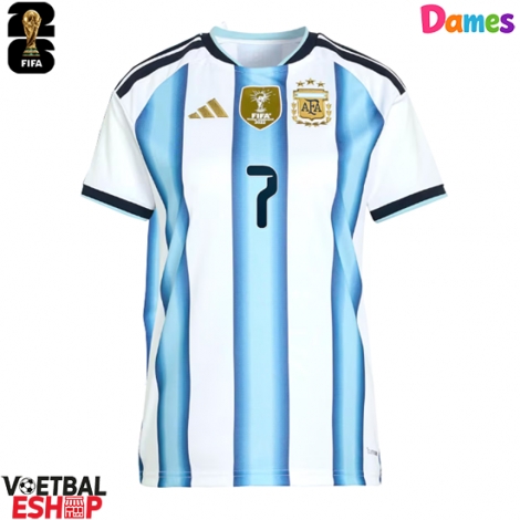 Argentinië Rodrigo De Paul #7 Thuis tenue Dames WK 2026 Korte Mouw