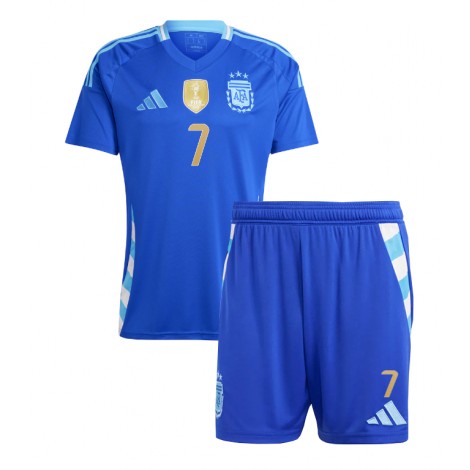 Argentinië Rodrigo De Paul #7 Uit tenue Kids Copa America 2024 Korte Mouw (+ Korte broeken)