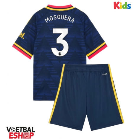 Arsenal Cristhian Mosquera #3 Uit tenue Kids 2026-27 Korte Mouw (+ Korte broeken)