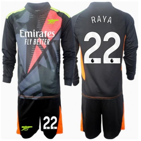 Arsenal David Raya #22 Keeper Derde tenue Kids 2024-25 Lange Mouw (+ Korte broeken)