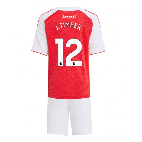 Arsenal Jurrien Timber #12 Thuis tenue Kids 2025-26 Korte Mouw (+ Korte broeken)