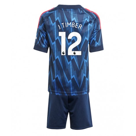 Arsenal Jurrien Timber #12 Uit tenue Kids 2025-26 Korte Mouw (+ Korte broeken)