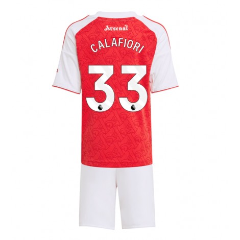 Arsenal Riccardo Calafiori #33 Thuis tenue Kids 2025-26 Korte Mouw (+ Korte broeken)