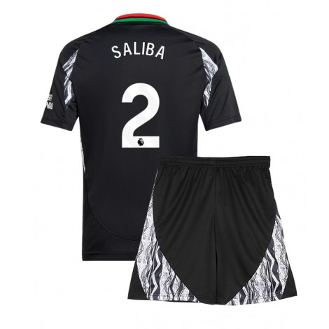 Arsenal William Saliba #2 Uit tenue Kids 2024-25 Korte Mouw (+ Korte broeken)