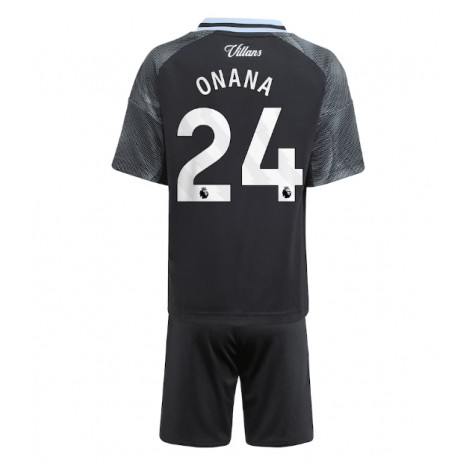 Aston Villa Amadou Onana #24 Uit tenue Kids 2025-26 Korte Mouw (+ Korte broeken)