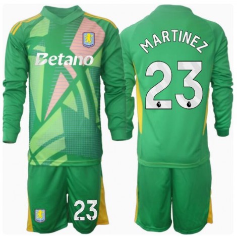 Aston Villa Emiliano Martinez #23 Keeper Thuis tenue Kids 2024-25 Lange Mouw (+ Korte broeken)