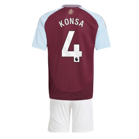 Aston Villa Ezri Konsa #4 Thuis tenue Kids 2024-25 Korte Mouw (+ Korte broeken)