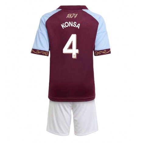 Aston Villa Ezri Konsa #4 Thuis tenue Kids 2025-26 Korte Mouw (+ Korte broeken)