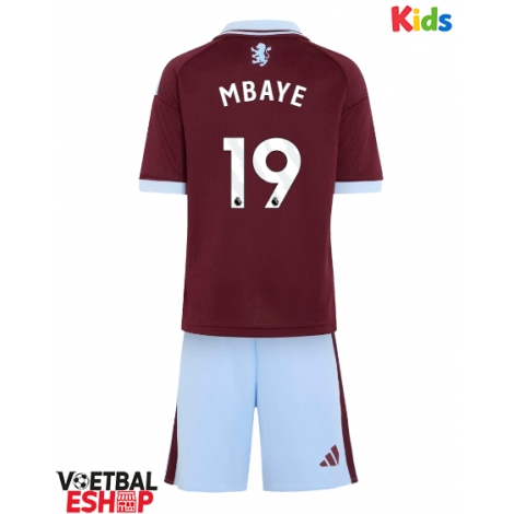 Aston Villa Ibrahim Mbaye #19 Thuis tenue Kids 2026-27 Korte Mouw (+ Korte broeken)