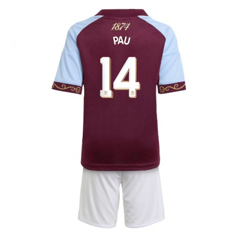 Aston Villa Pau Torres #14 Thuis tenue Kids 2025-26 Korte Mouw (+ Korte broeken)