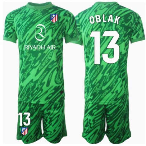 Atletico Madrid Jan Oblak #13 Keeper Uit tenue Kids 2024-25 Korte Mouw (+ Korte broeken)