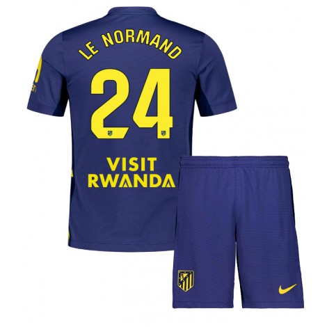 Atletico Madrid Robin Le Normand #24 Uit tenue Kids 2025-26 Korte Mouw (+ Korte broeken)