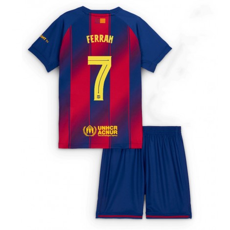 Barcelona Ferran Torres #7 Thuis tenue Kids 2025-26 Korte Mouw (+ Korte broeken)