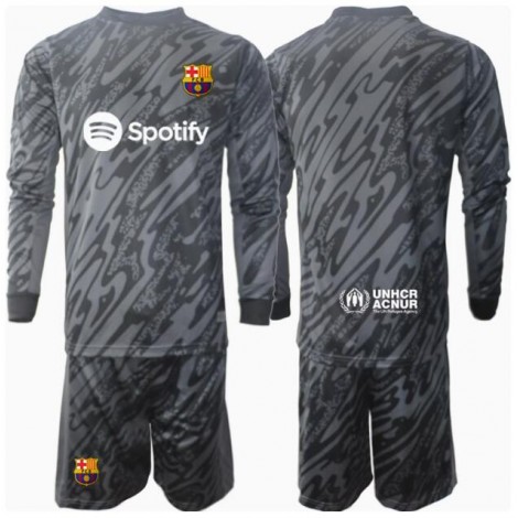 Barcelona Keeper Derde tenue Kids 2024-25 Lange Mouw (+ Korte broeken)
