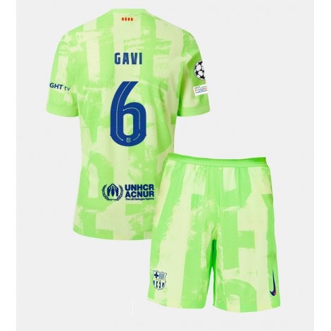 Barcelona Paez Gavi #6 Derde tenue Kids 2024-25 Korte Mouw (+ Korte broeken)
