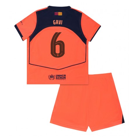 Barcelona Paez Gavi #6 Derde tenue Kids 2025-26 Korte Mouw (+ Korte broeken)
