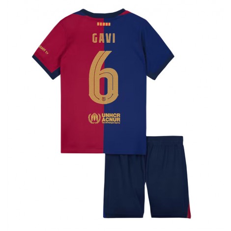 Barcelona Paez Gavi #6 Thuis tenue Kids 2024-25 Korte Mouw (+ Korte broeken)