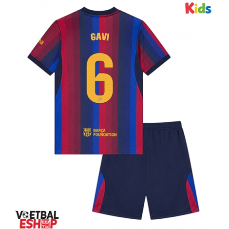 Barcelona Paez Gavi #6 Thuis tenue Kids 2026-27 Korte Mouw (+ Korte broeken)