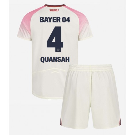 Bayer Leverkusen Jarell Quansah #4 Uit tenue Kids 2025-26 Korte Mouw (+ Korte broeken)
