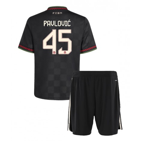 Bayern Munich Aleksandar Pavlovic #45 Derde tenue Kids 2025-26 Korte Mouw (+ Korte broeken)