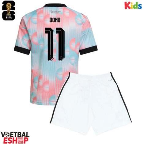 België Jeremy Doku #11 Uit tenue Kids WK 2026 Korte Mouw (+ Korte broeken)