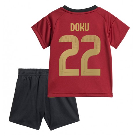 België Jeremy Doku #22 Thuis tenue Kids EK 2024 Korte Mouw (+ Korte broeken)