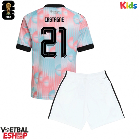 België Timothy Castagne #21 Uit tenue Kids WK 2026 Korte Mouw (+ Korte broeken)