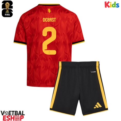 België Zeno Debast #2 Thuis tenue Kids WK 2026 Korte Mouw (+ Korte broeken)