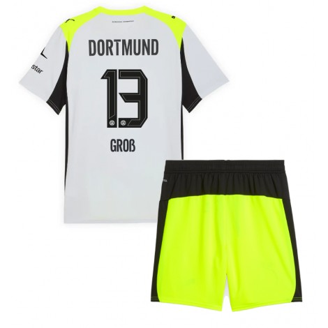 Borussia Dortmund Pascal Gross #13 Uit tenue Kids 2025-26 Korte Mouw (+ Korte broeken)