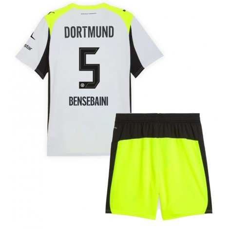Borussia Dortmund Ramy Bensebaini #5 Uit tenue Kids 2025-26 Korte Mouw (+ Korte broeken)