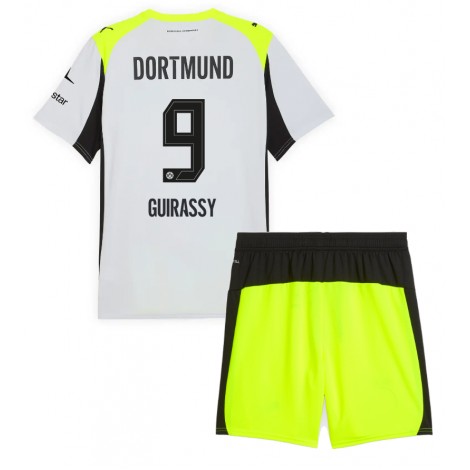 Borussia Dortmund Serhou Guirassy #9 Uit tenue Kids 2025-26 Korte Mouw (+ Korte broeken)
