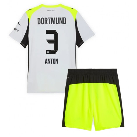 Borussia Dortmund Waldemar Anton #3 Uit tenue Kids 2025-26 Korte Mouw (+ Korte broeken)