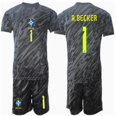 Brazilië Alisson Becker #1 Keeper Uit tenue Kids Copa America 2024 Korte Mouw (+ Korte broeken)