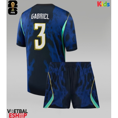 Brazilië Gabriel Magalhaes #3 Uit tenue Kids WK 2026 Korte Mouw (+ Korte broeken)